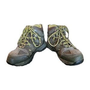 LL Bean Boots Trail Hiker Waterproof Suede Outdoor Utility Green Gray Kids Sz 4